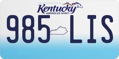 KY license plate 985LIS