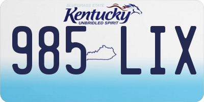 KY license plate 985LIX