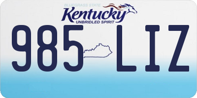 KY license plate 985LIZ