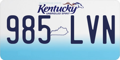KY license plate 985LVN