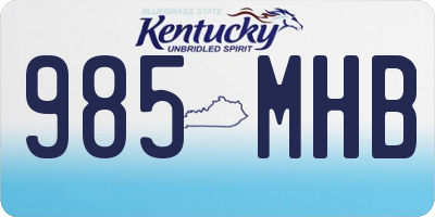 KY license plate 985MHB
