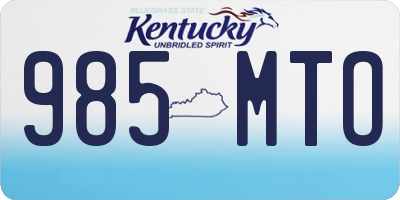 KY license plate 985MTO