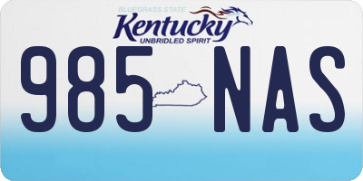 KY license plate 985NAS