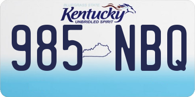 KY license plate 985NBQ
