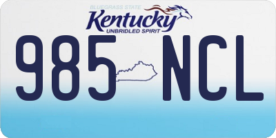KY license plate 985NCL