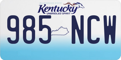 KY license plate 985NCW
