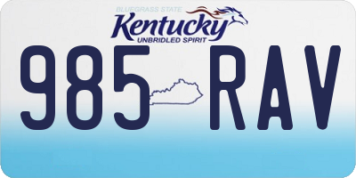 KY license plate 985RAV
