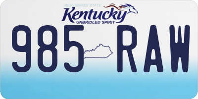 KY license plate 985RAW