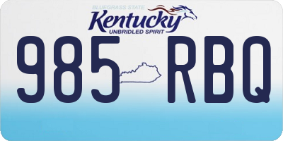 KY license plate 985RBQ