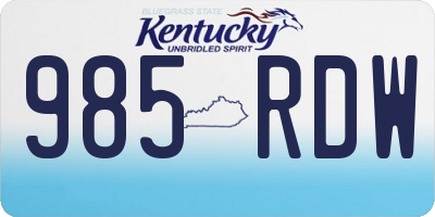 KY license plate 985RDW