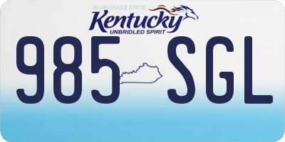 KY license plate 985SGL