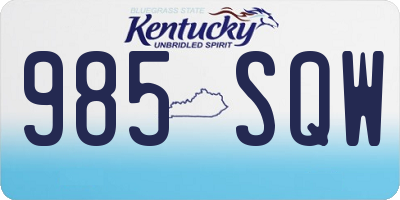 KY license plate 985SQW