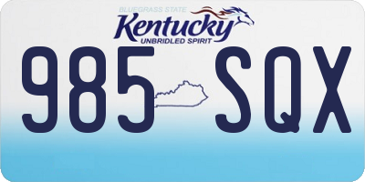 KY license plate 985SQX