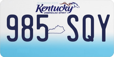 KY license plate 985SQY