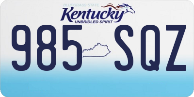 KY license plate 985SQZ
