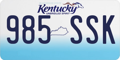 KY license plate 985SSK