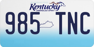 KY license plate 985TNC