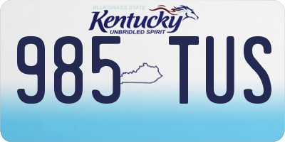 KY license plate 985TUS