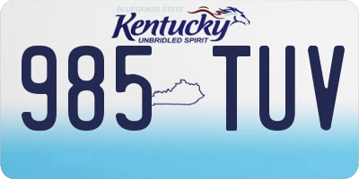 KY license plate 985TUV