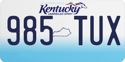 KY license plate 985TUX