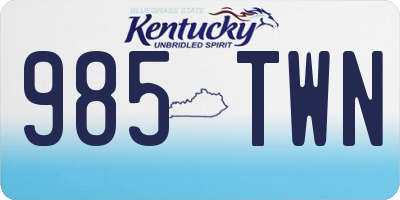 KY license plate 985TWN