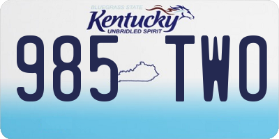 KY license plate 985TWO
