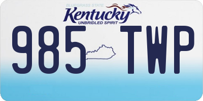 KY license plate 985TWP
