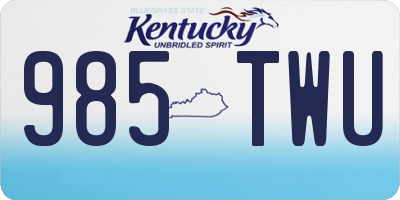KY license plate 985TWU