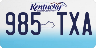 KY license plate 985TXA