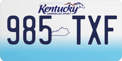 KY license plate 985TXF