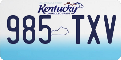 KY license plate 985TXV