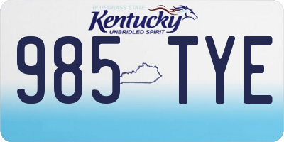 KY license plate 985TYE