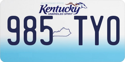 KY license plate 985TYO