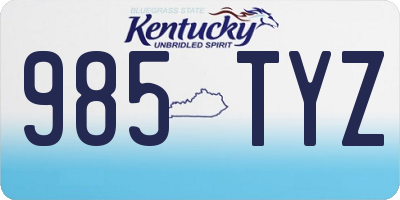 KY license plate 985TYZ