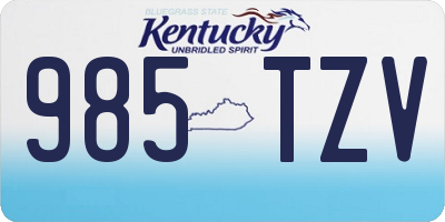 KY license plate 985TZV