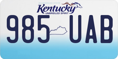 KY license plate 985UAB