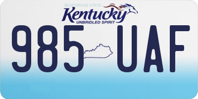 KY license plate 985UAF