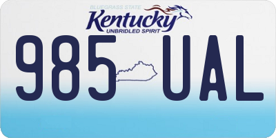 KY license plate 985UAL