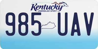 KY license plate 985UAV