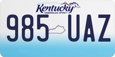 KY license plate 985UAZ