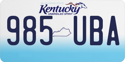 KY license plate 985UBA