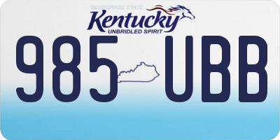 KY license plate 985UBB