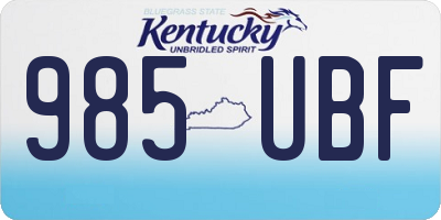 KY license plate 985UBF