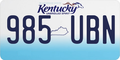 KY license plate 985UBN