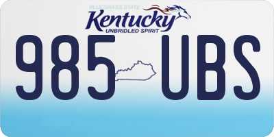 KY license plate 985UBS