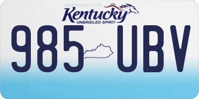 KY license plate 985UBV