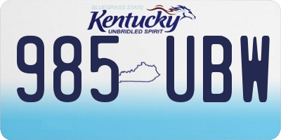 KY license plate 985UBW
