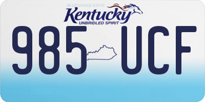 KY license plate 985UCF