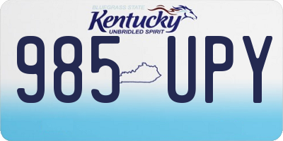 KY license plate 985UPY