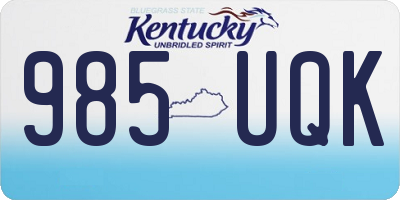 KY license plate 985UQK